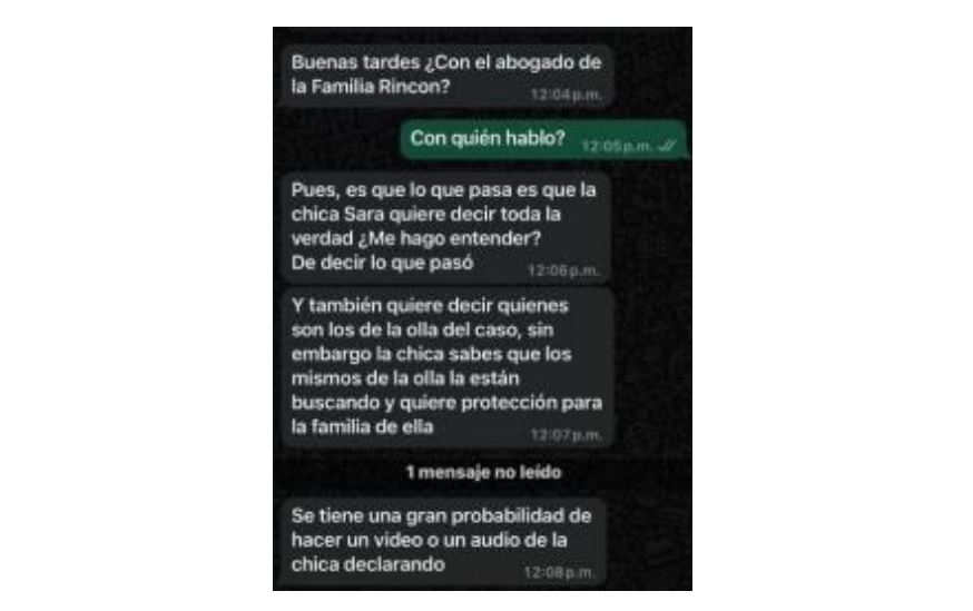 Conversación que sostuvo la defensa con cercanos a la joven de 15 años.