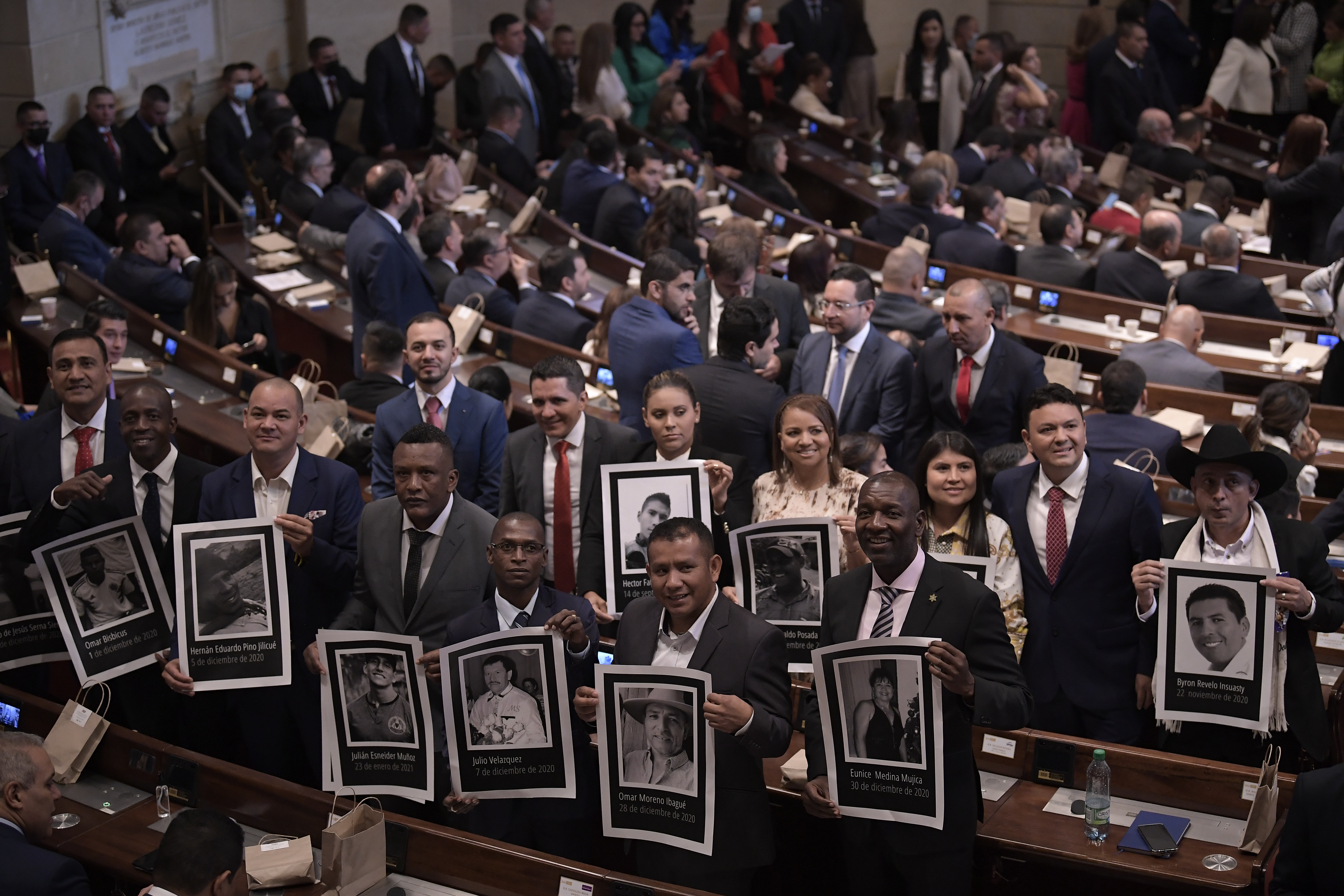 Representantes electos a la Cámara de Representantes para el período 2022-2026, durante la instalación del Congreso y del último discurso de Iván Duque como presidente de Colombia.