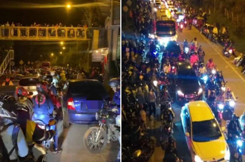 Trancón en el Kilómetro 18 de la vía Cali-Buenaventura por rumba en la carretera