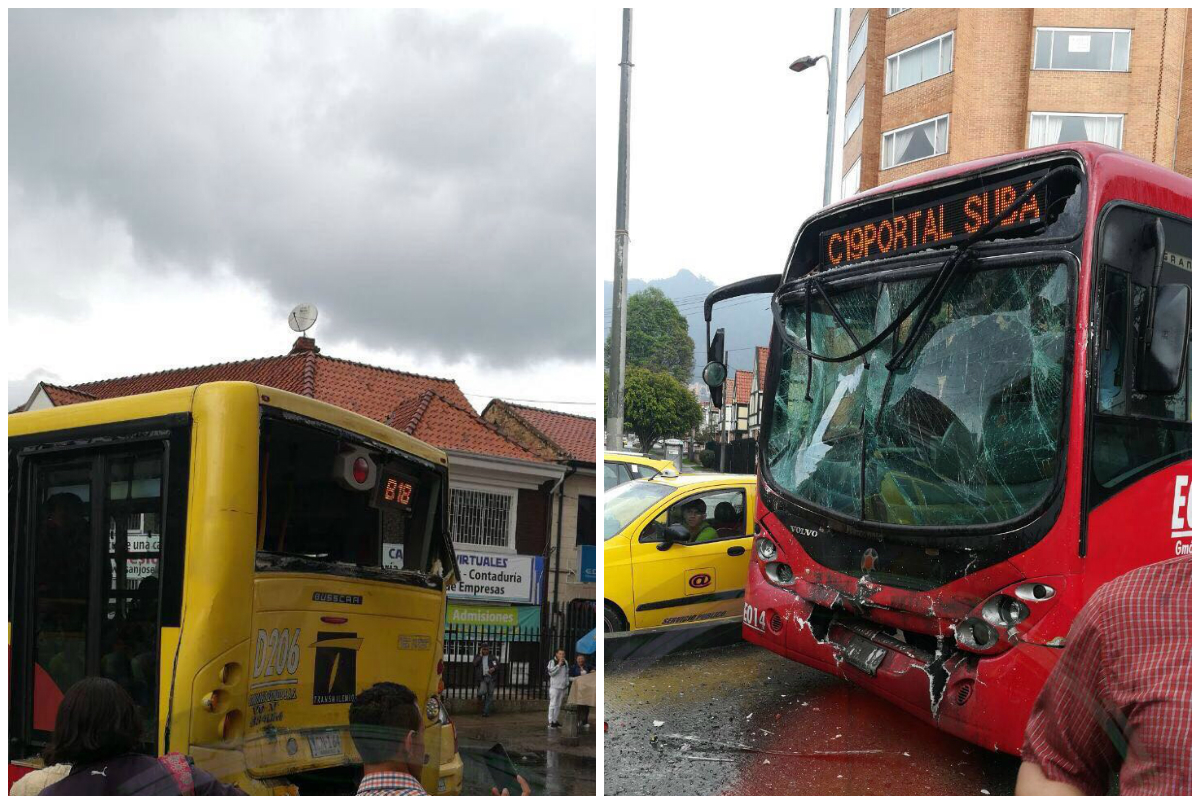 Choque entre dos buses de Transmilenio deja 30 heridos