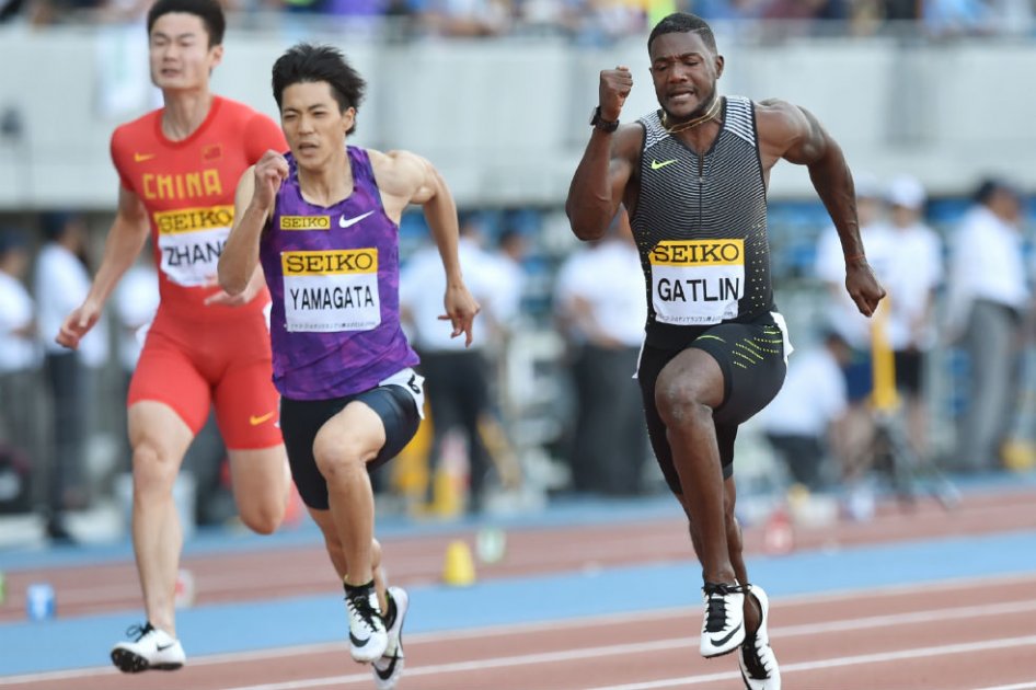 Justin Gatlin ganó los 100 metros en la Liga Dimante. Foto: AFP