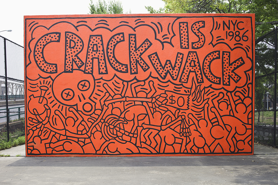 The Crack is Wack playground located on Second Avenue, 127th Street, and Harlem River Drive. It is one of six parcels of land that collectively form Harlem River Park. Artist Keith Haring (1958–1990) painted the now-famous Crack Is Wack mural in 1986 to send an anti-drug message to the community. (Photo by James Leynse/Corbis via Getty Images)