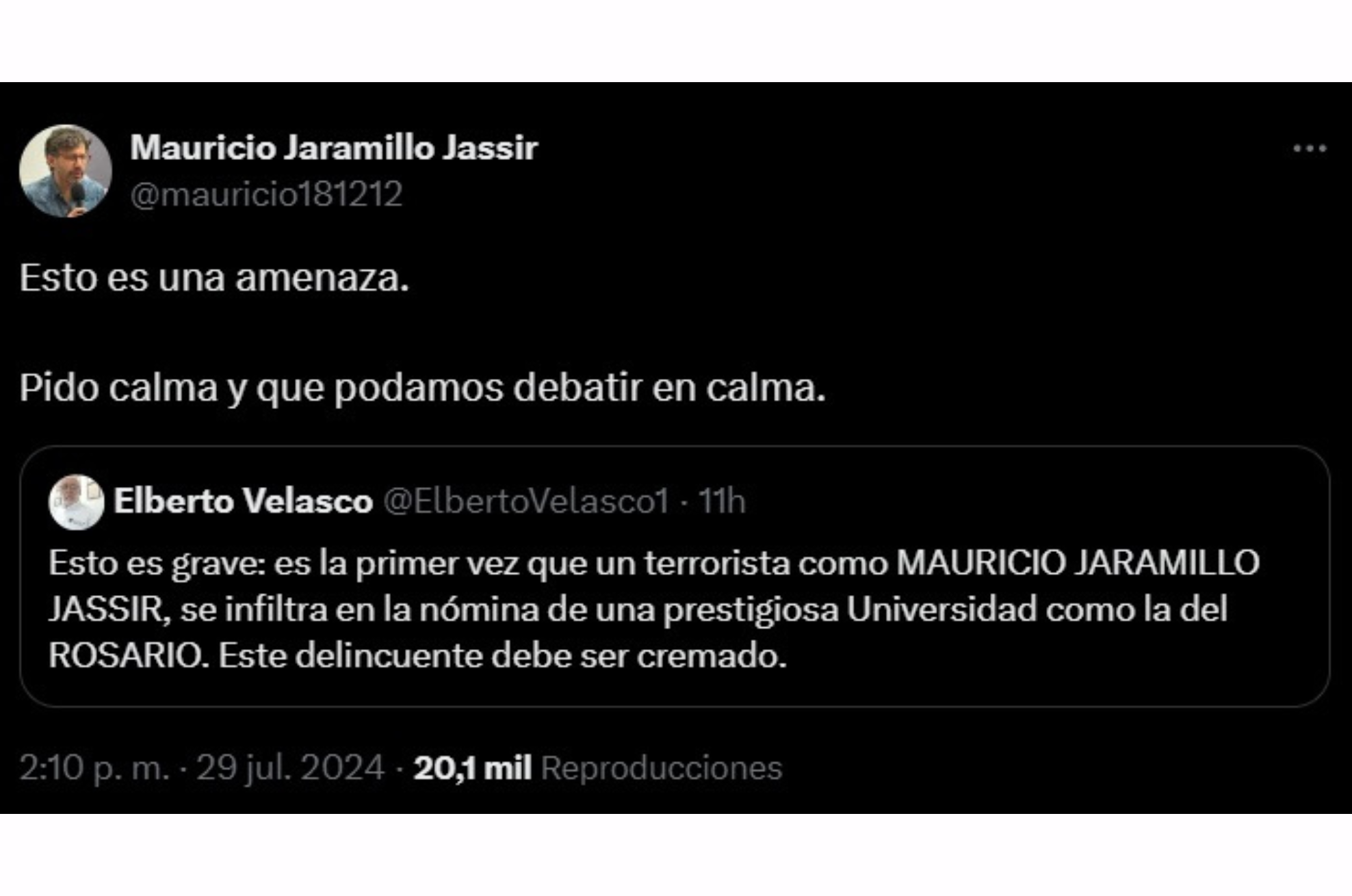 Toma de los textos publicados en X.