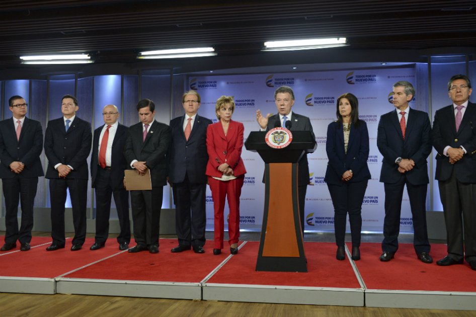 El presidente Juan Manuel Santos en la Casa de Nariño con dignatarios de las Altas Cortes. / Presidencia
