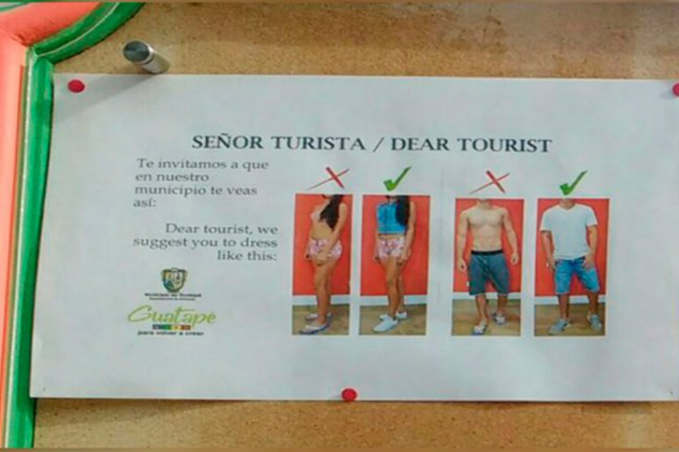 Cartel que indica cómo vestir en Guatapé divide a sus habitantes