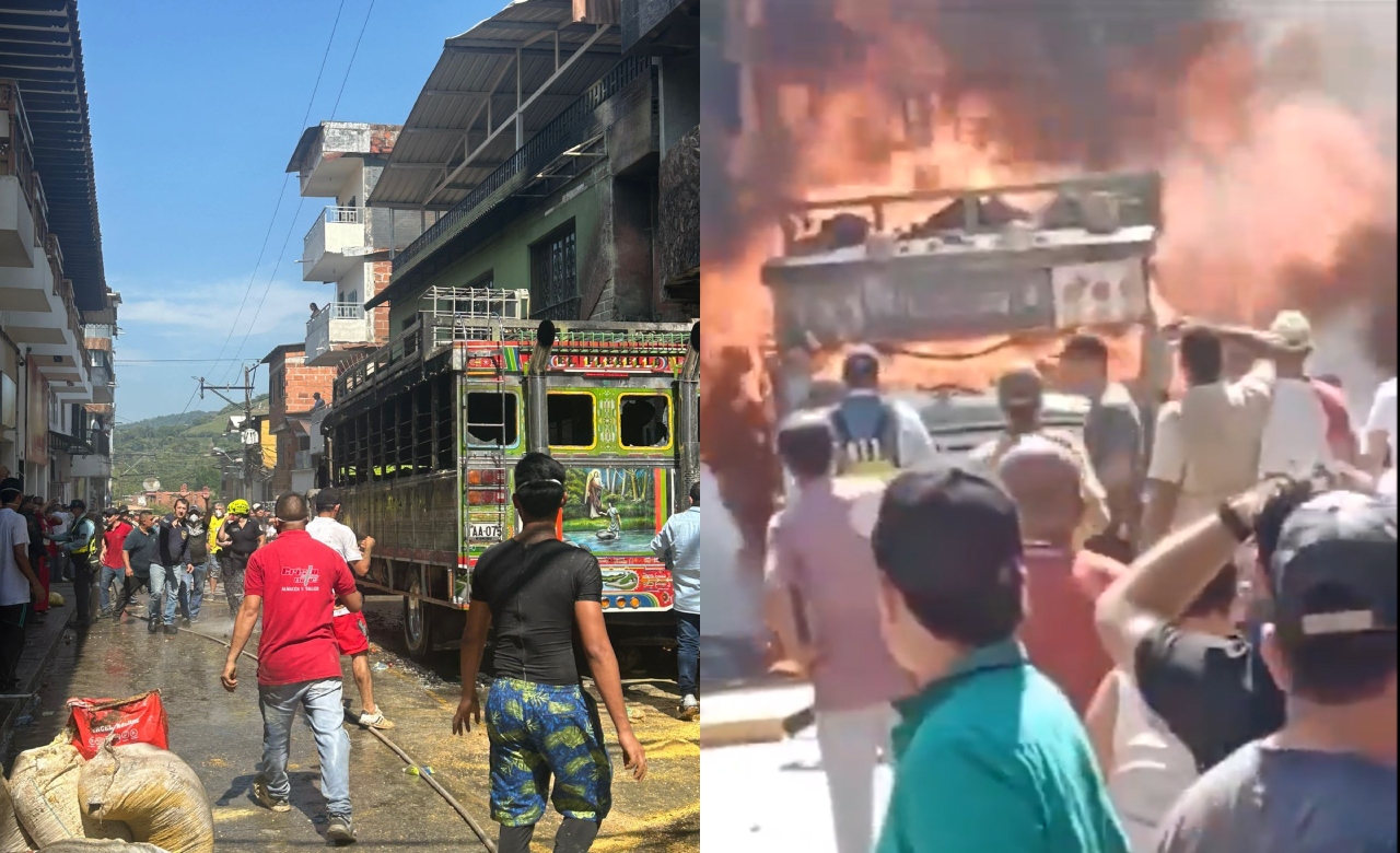 Así fue el incendio de una ‘chiva’ en Antioquia que dejó un muerto y tres heridos