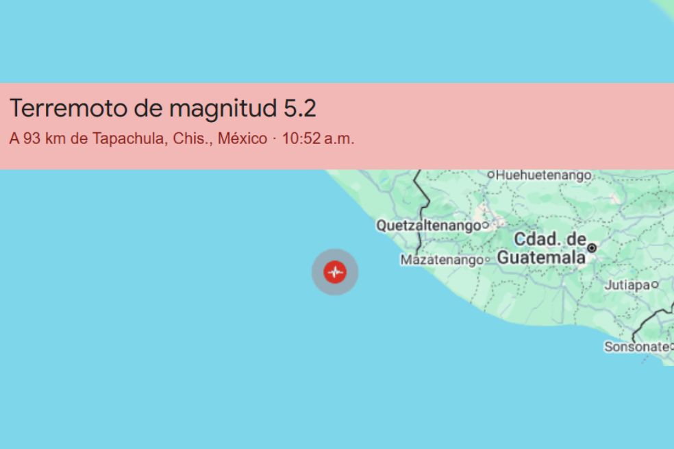 Sismo de 5,2 sacude a Puerto Madero (Chiapas) en México