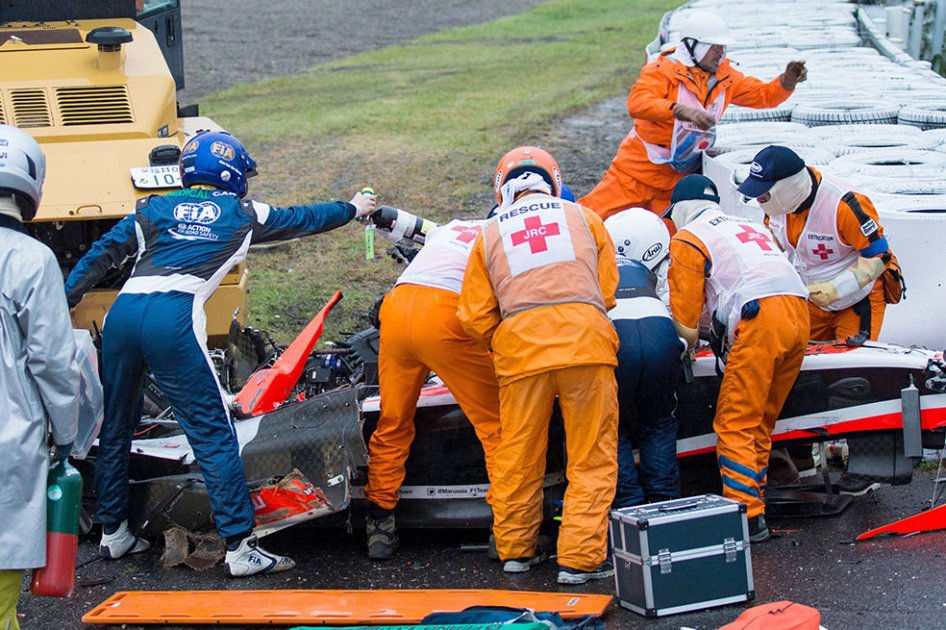 Jules Bianchi sufrió un accidente en el Gran Premio de Japón//AFP