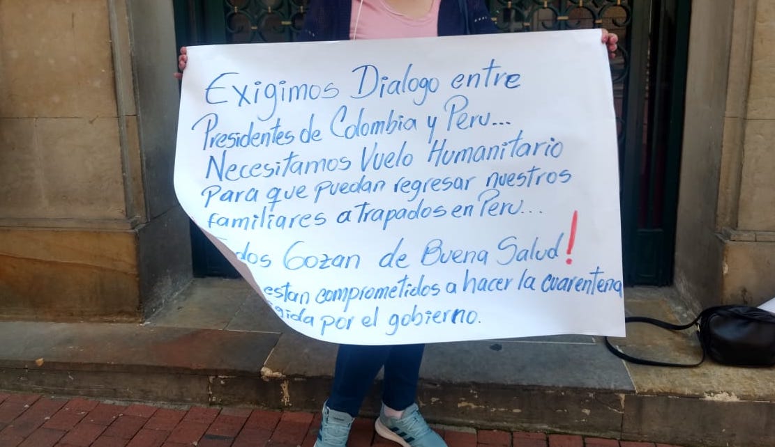 Más de 150 colombianos atrapados en Perú piden ayuda al gobierno para volver