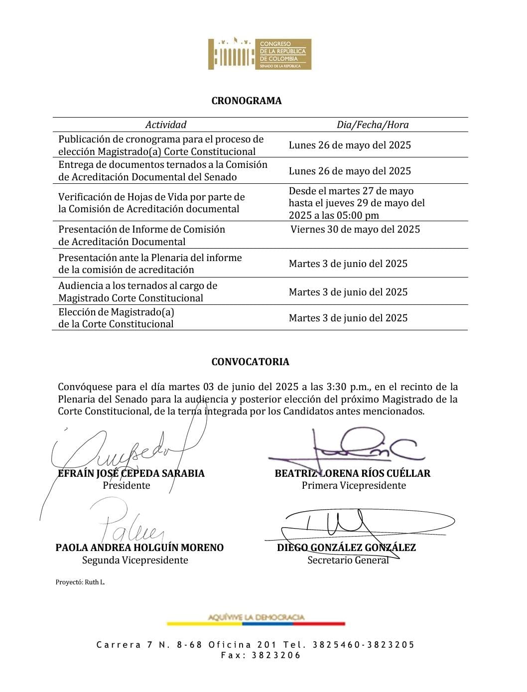 Elección magistrada Corte Constitucional