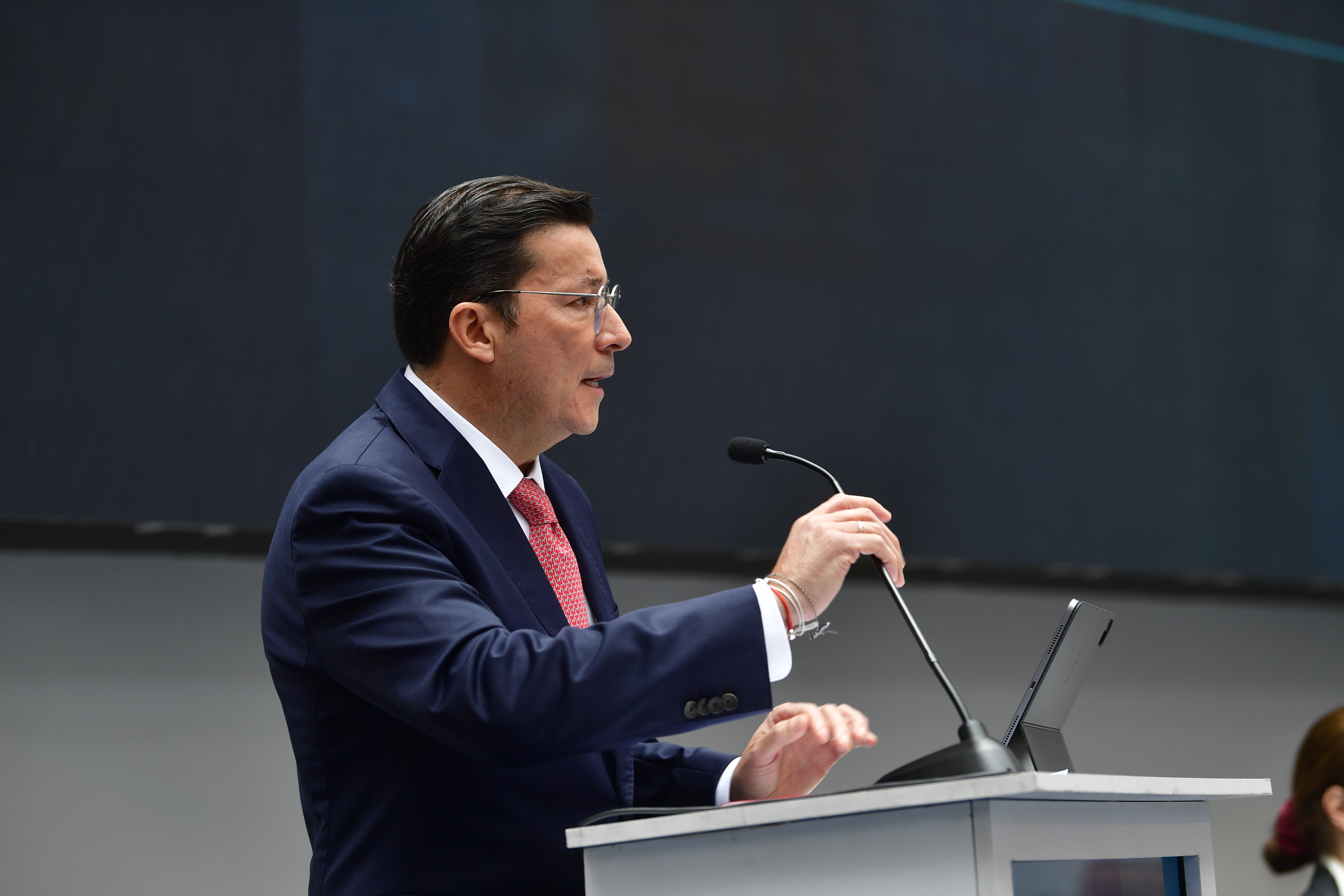 Registrador Nacional durante el lanzamiento de tecnología y calendario electoral para las elecciones de congreso y presidencia para el año 2026.