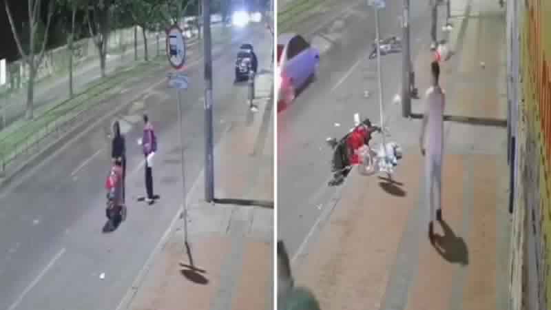 Motociclista arrolló a un bebé y a sus padres por ir en exceso de velocidad