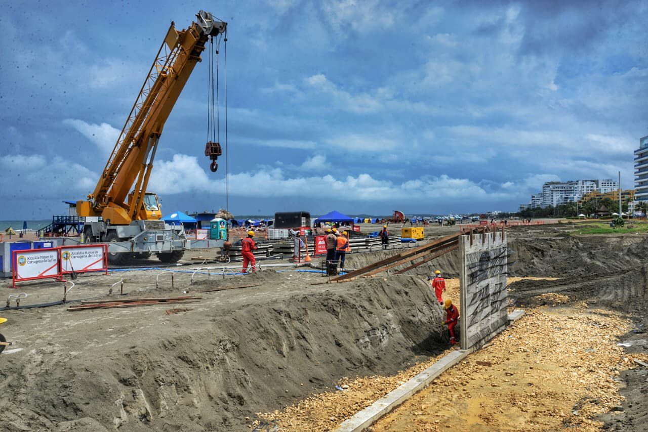 Comenzaron las obras del muro de contención del Gran Malecón del Mar, en Cartagena