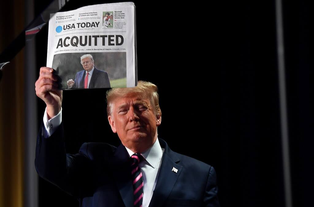 Trump alardea el final de su juicio político con un discurso crudo y vengativo