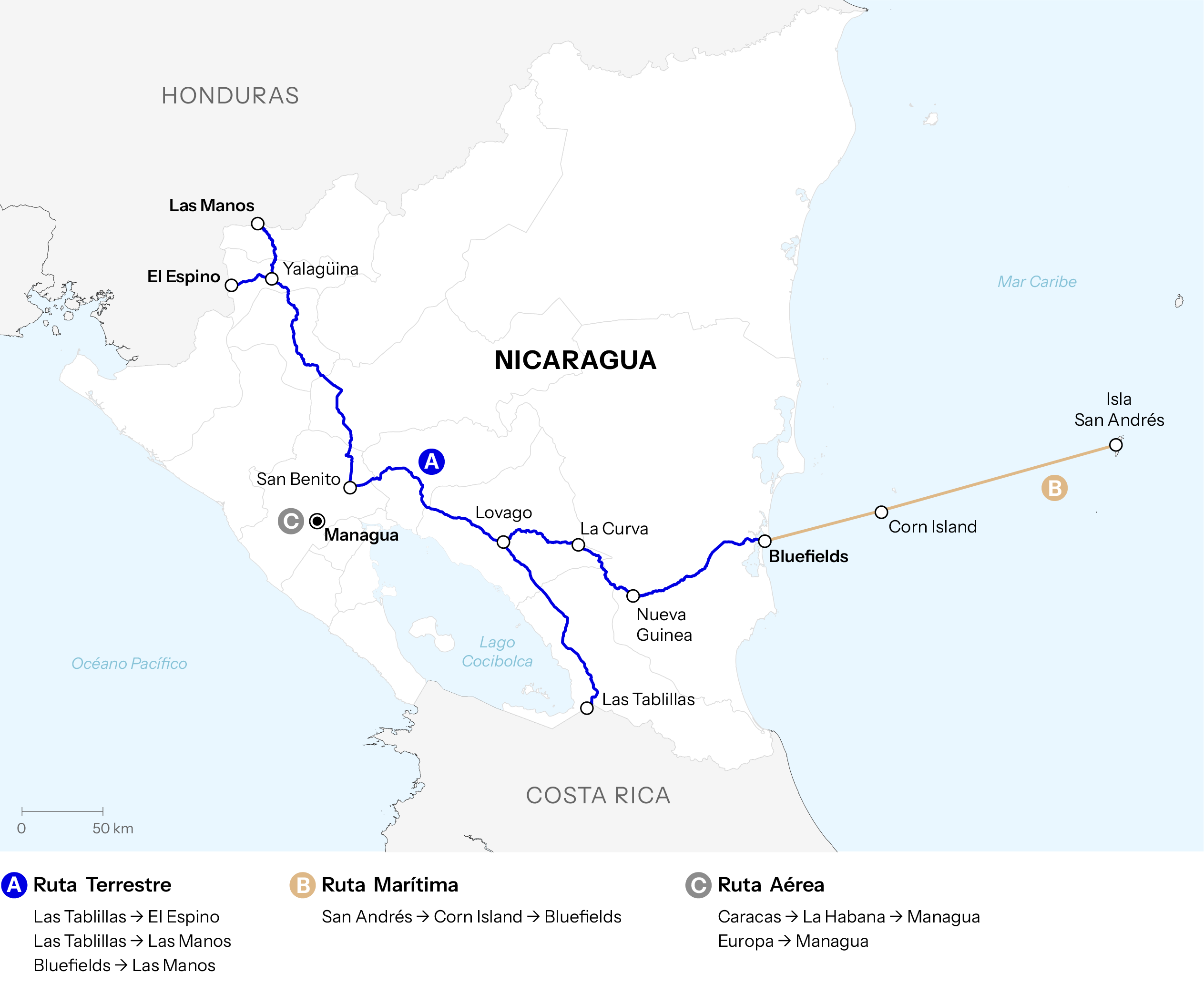 Mapa de las rutas migratorias.