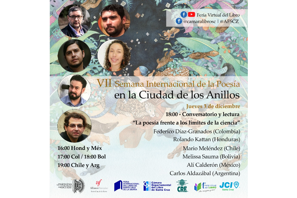 Este jueves es el conversatorio “La poesía frente a los límites de la ciencia” en la Feria Internacional del Libro de Santa Cruz