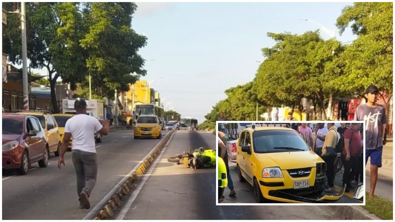 Patrulleros chocaron con un taxi en Barranquilla: uno murió y la mujer está herida