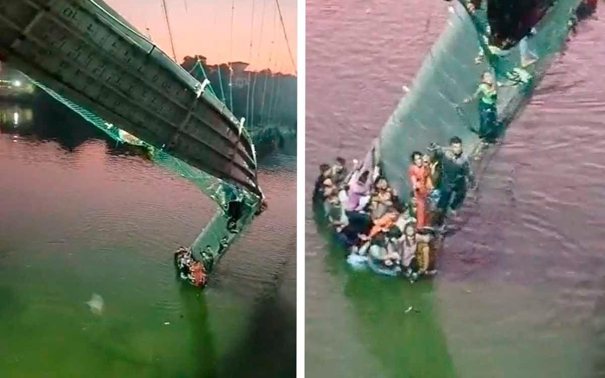 El colapso de un puente colgante en India deja más de 70 personas muertas