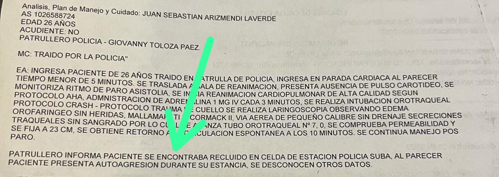 documento del análisis, plan de manejo y cuidado de Juan Sebastián Arismendi