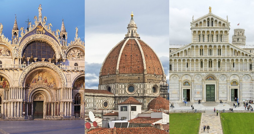La grandeza de Italia desde tres iglesias
