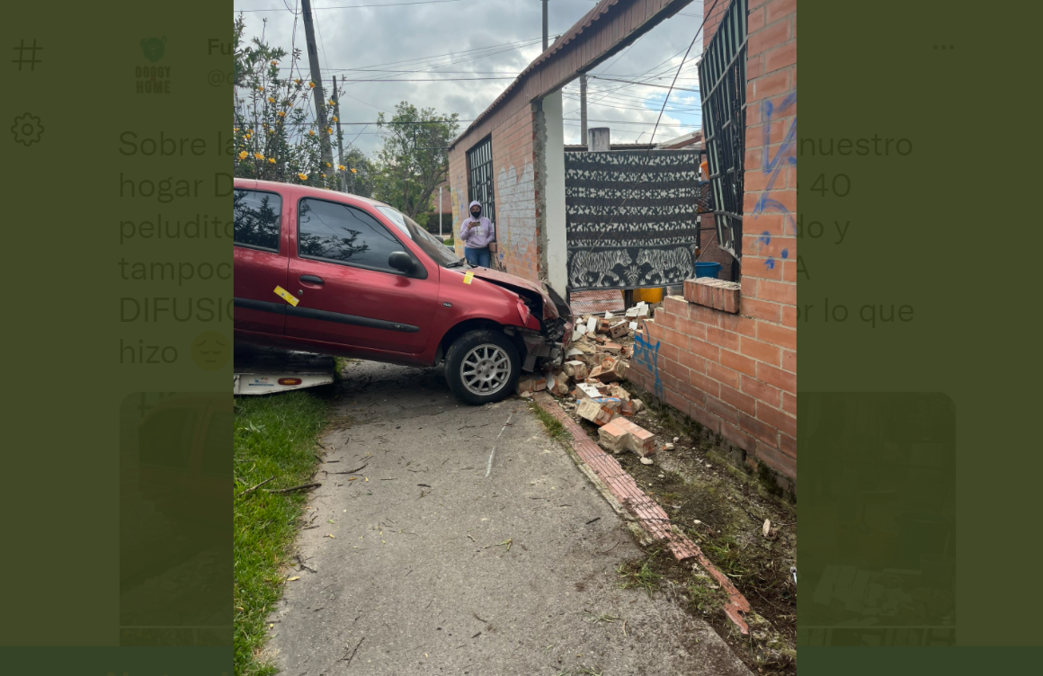 Accidente en Engativá: carro impactó contra una fundación de perros y gatos