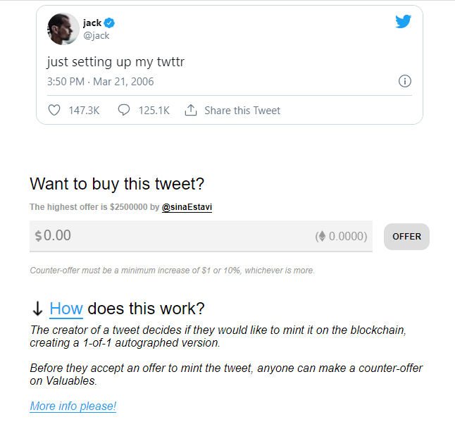 La plataforma permite ofrecer sumas a cambio de recibir un certificado firmado digitalmente por Dorsey junto a los metadatos del mensaje original.