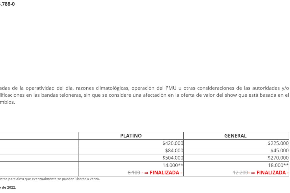 Boletas conciertos Colombia.