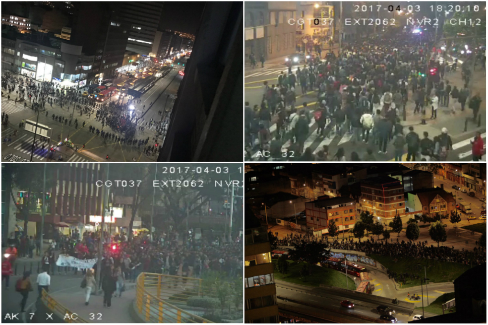 Las protestas contra el aumento de las tarifas paralizaron las troncales de la Caracas, Carrera 10, Eje Ambiental y Calle 26. En menor medida, también hubo complicaciones en estaciones de Suba, Calle 80 y Caracas Sur. / Policía de Bogotá - Twitter: @Jaanfeve, @vanesasuarezph
