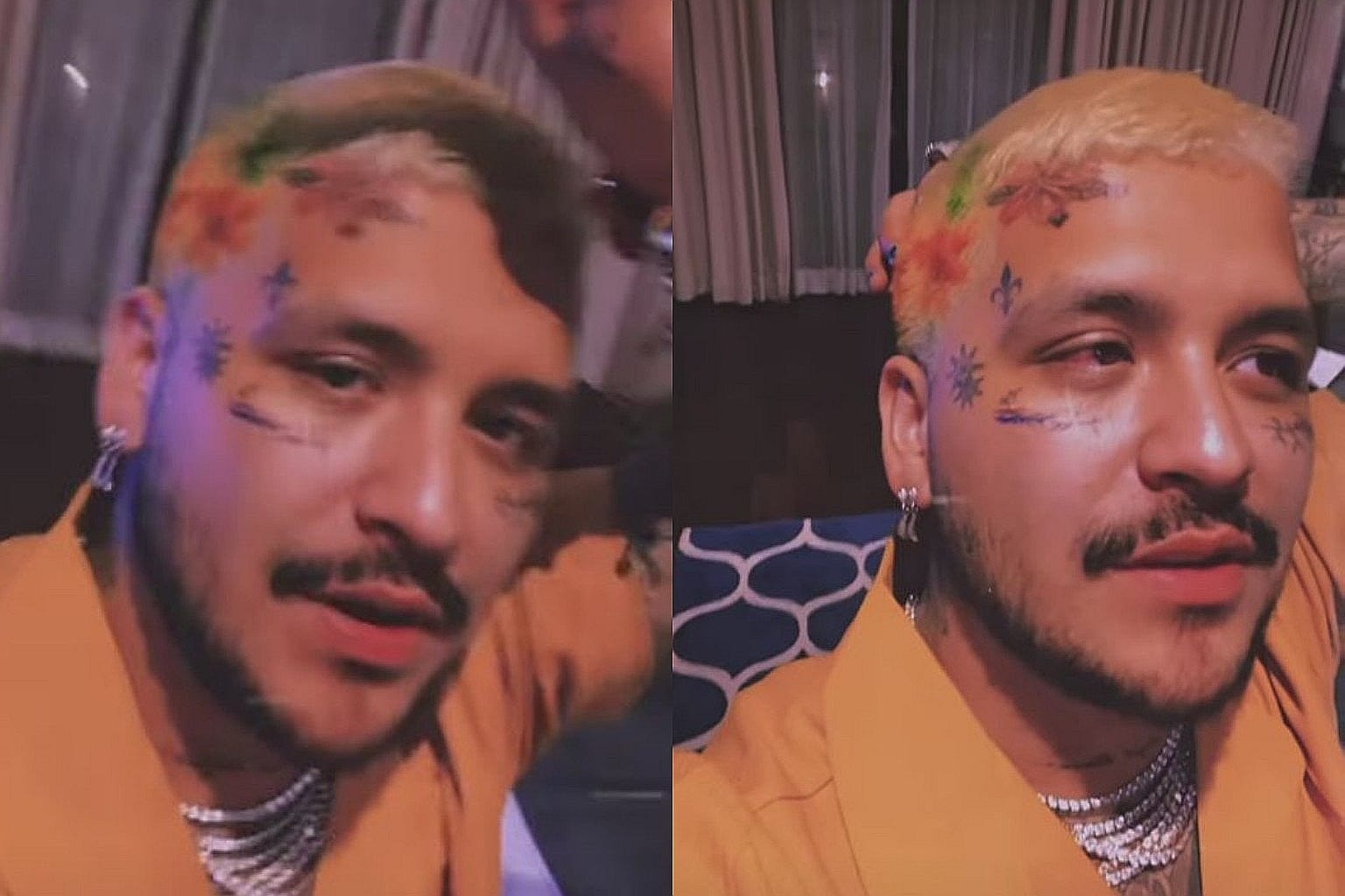 Christian Nodal y su dramático cambio de look.