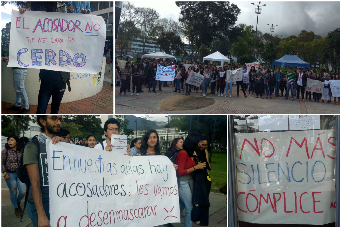 Imágenes del plantón en la U. Nacional en rechazo al acoso que denunció una estudiante de maestría