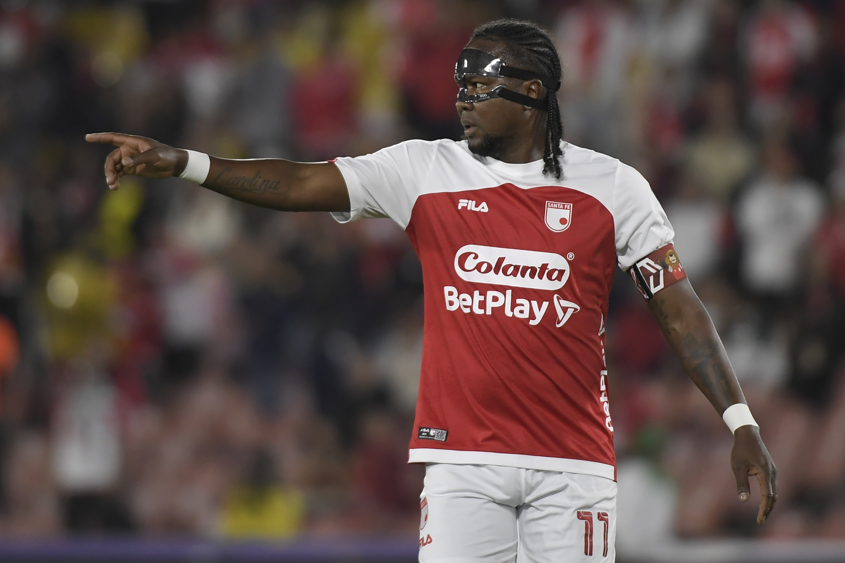 Futbolista colombiano, delantero de Santa Fe en el partido ante La Equidad por la fecha trece de la Liga Betplay 2025-II.