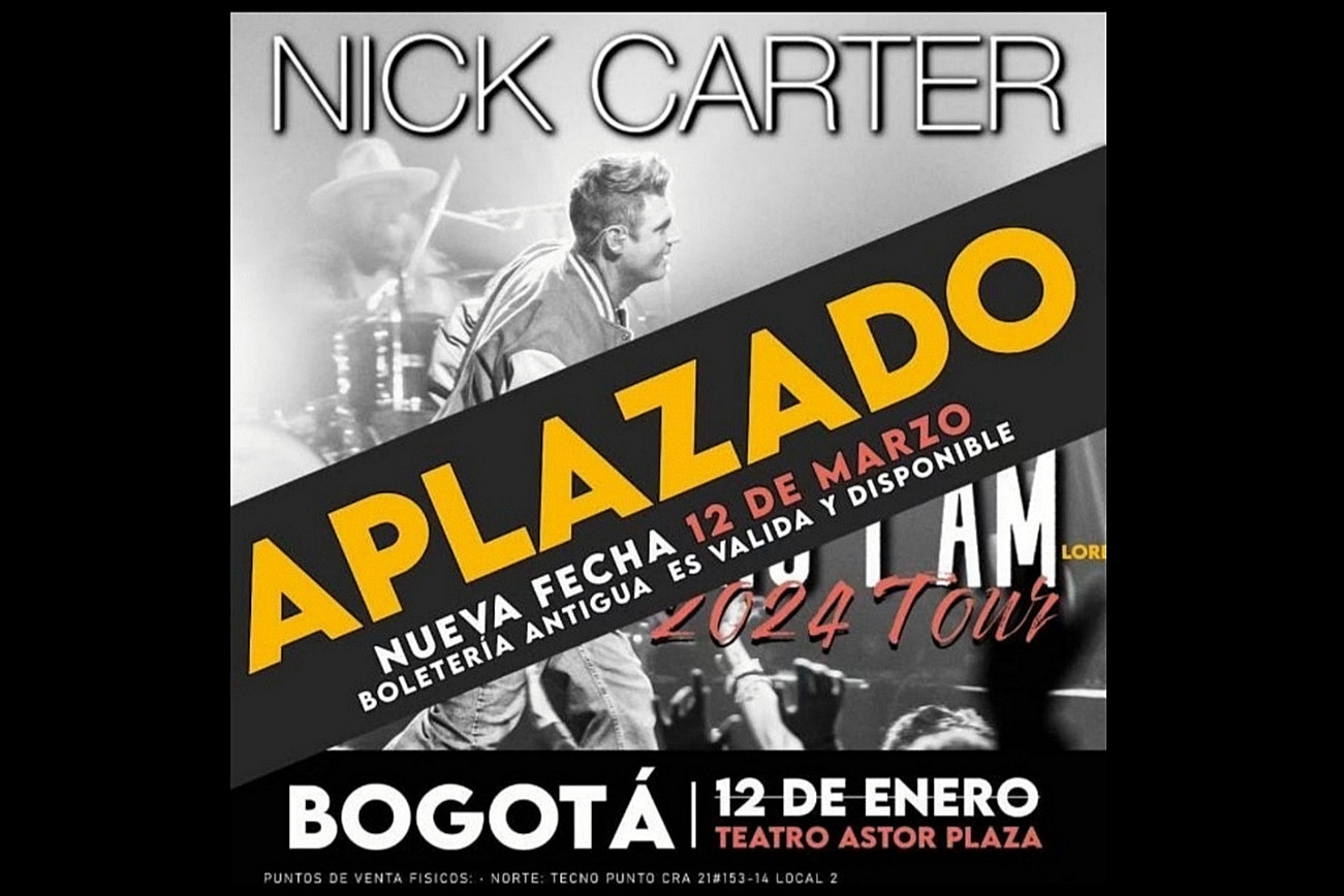 Nick Carter aplaza concierto en Bogotá