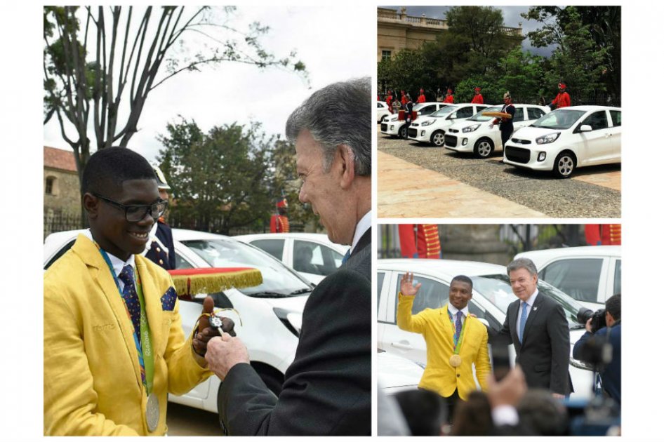 Medallistas olímpicos recibieron carros en reconocimiento a su trabajo, Yuberjen el más feliz