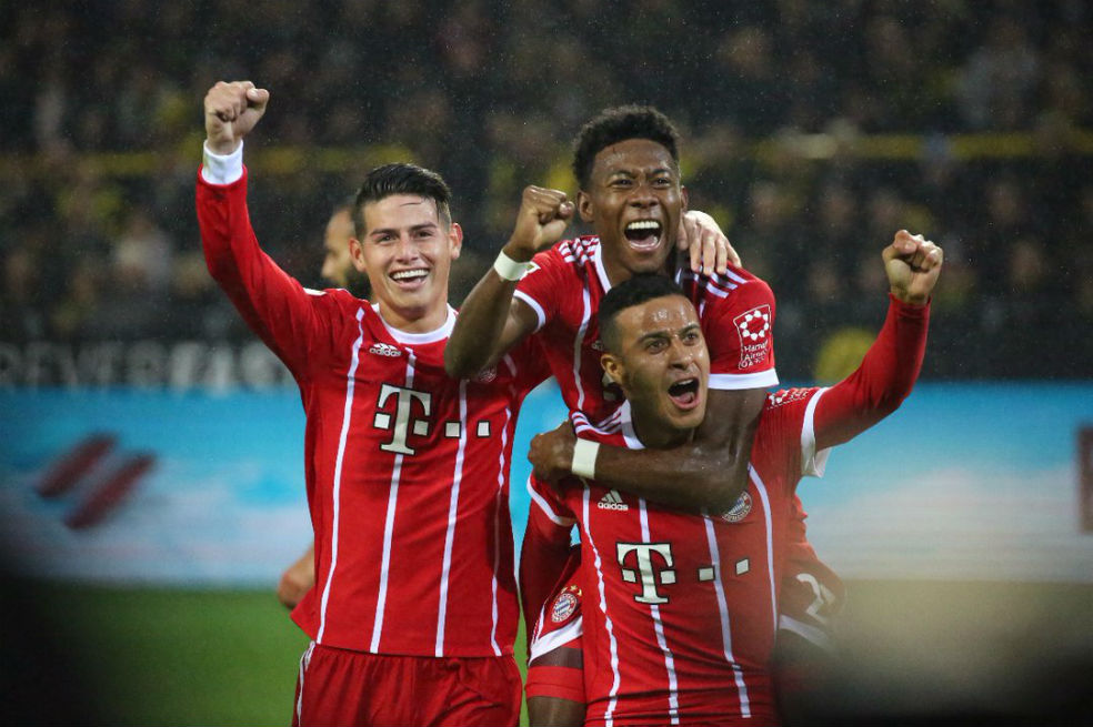 James brilló en el triunfo del Bayern Munich sobre el Borussia Dortmund