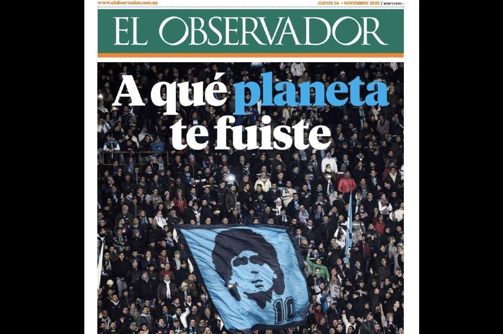 En Uruguay, el diario El Observador también conmemoró la muerte de la leyenda argentina.