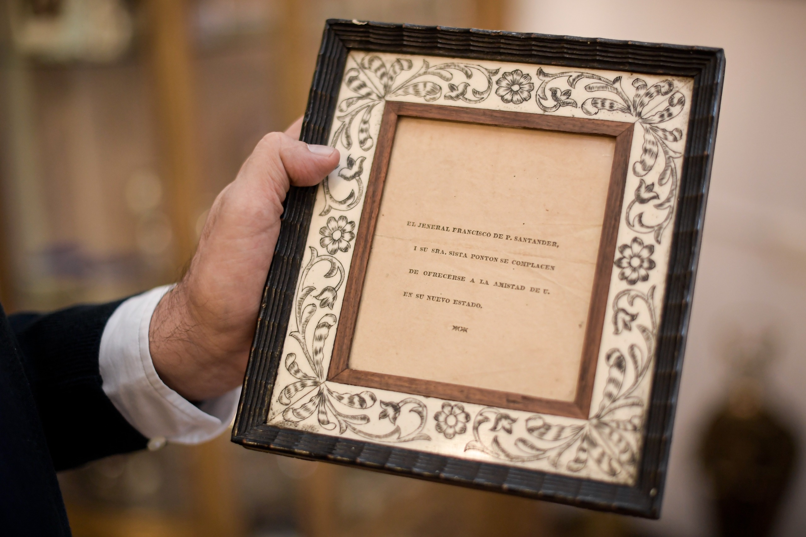 Fotografía de la participación al matrimonio del general Santander.