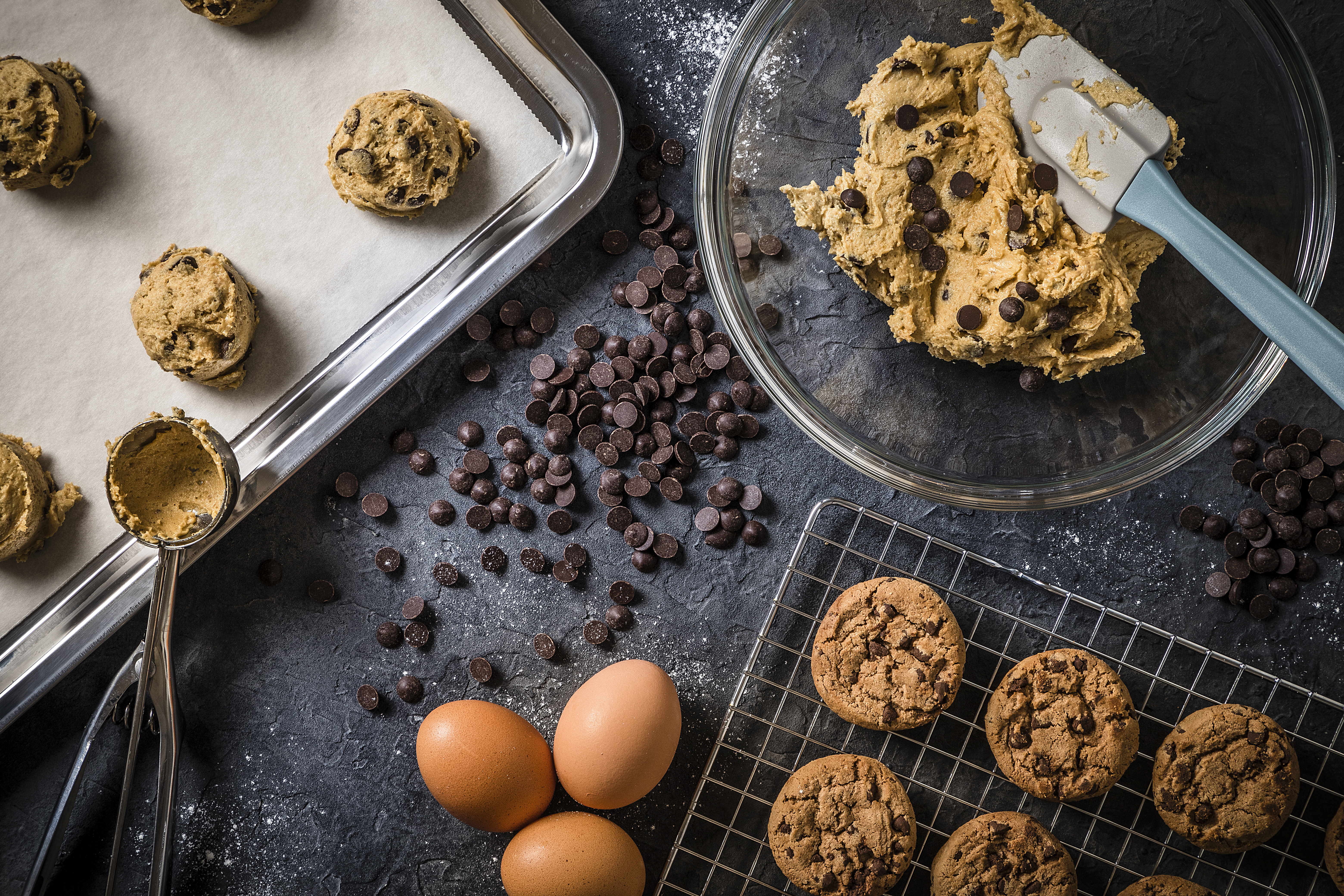 Nueve ingredientes para cocinar galletas de chocolate chip
