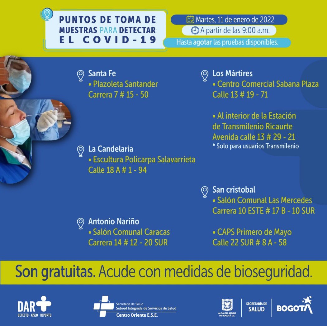 pruebas pcr martes 11 de enero