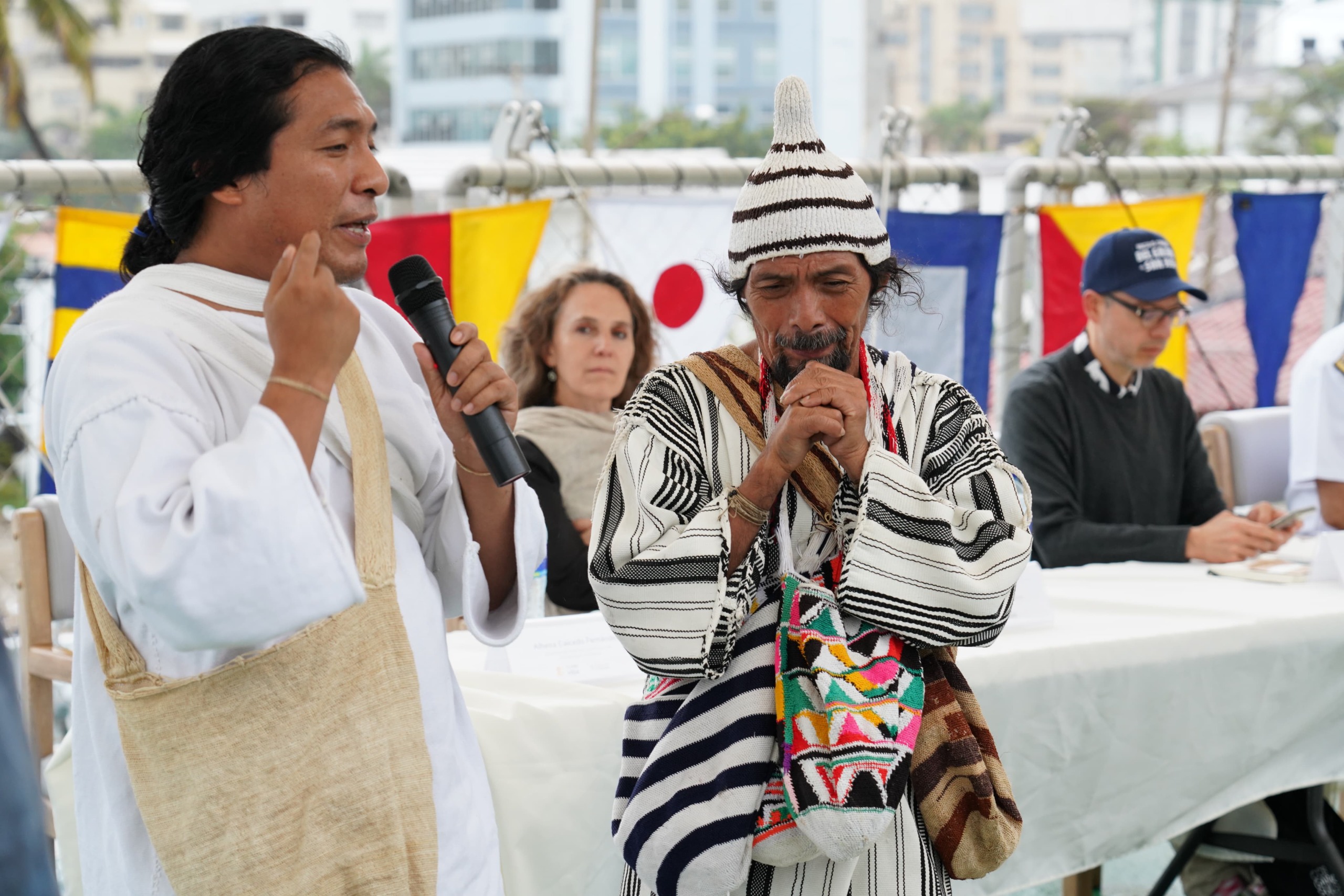 Los representantes del pueblo kogui estuvieron presentes en el acto de inauguración de la primera fase de la expedición “Hacia el corazón del galeón San José”.