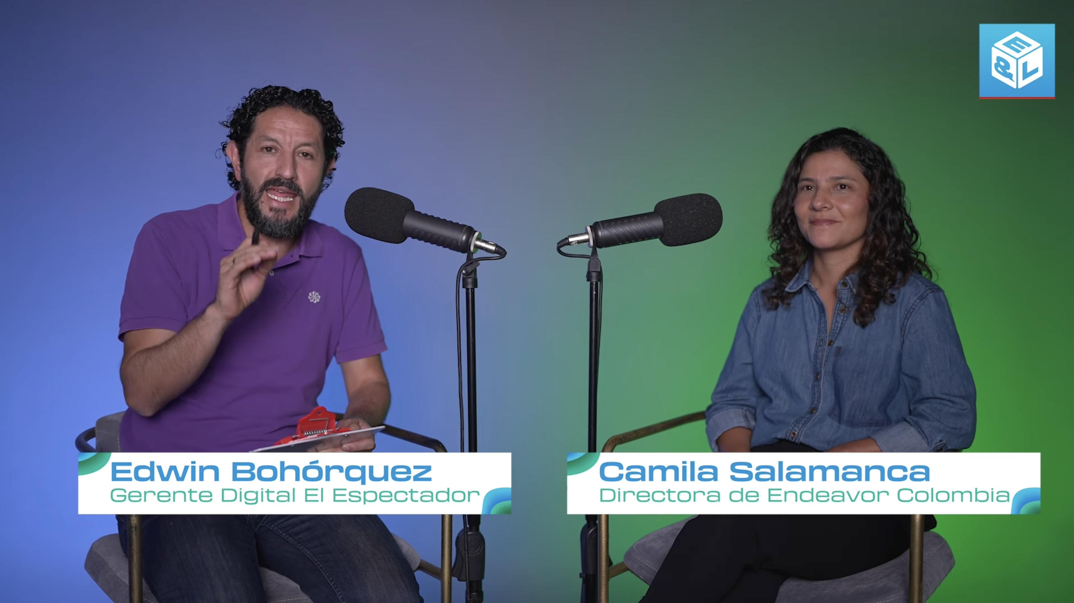 Camila Salamanca durante la entrevista con Edwin Bohórquez Aya, en el estudio de El Espectador, en Bogotá.