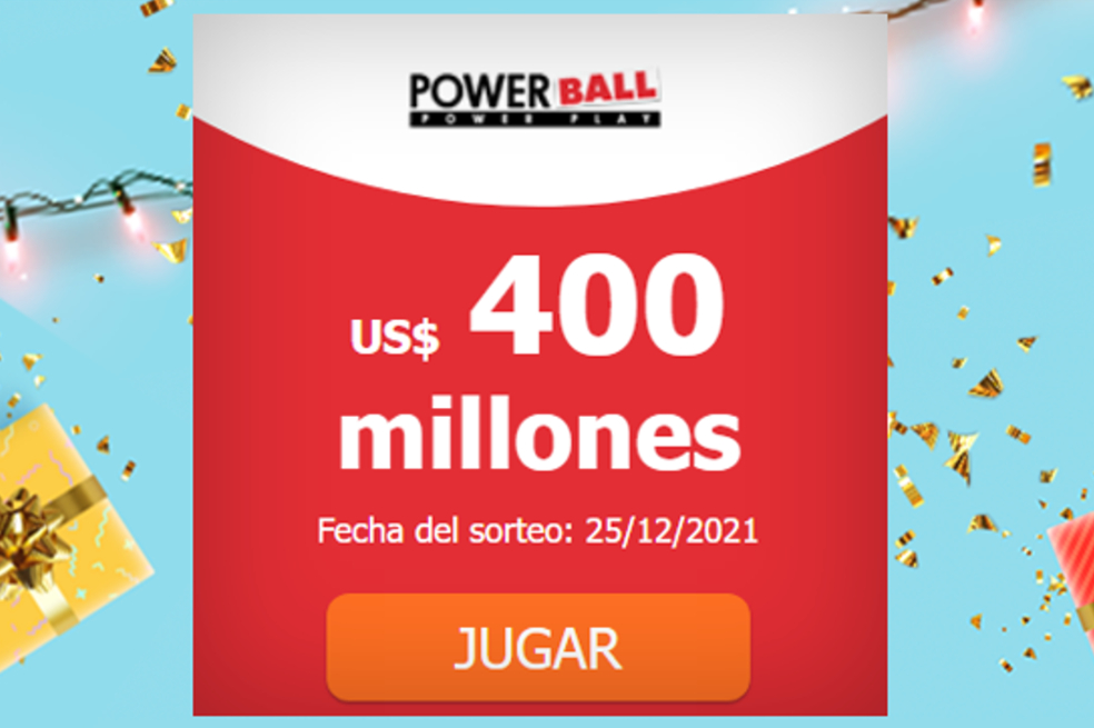 El próximo sorteo del Powerball de Estados Unidos se llevará a cabo este sábado 25 de diciembre por la noche con un premio mayor garantizado de 400 millones de dólares.