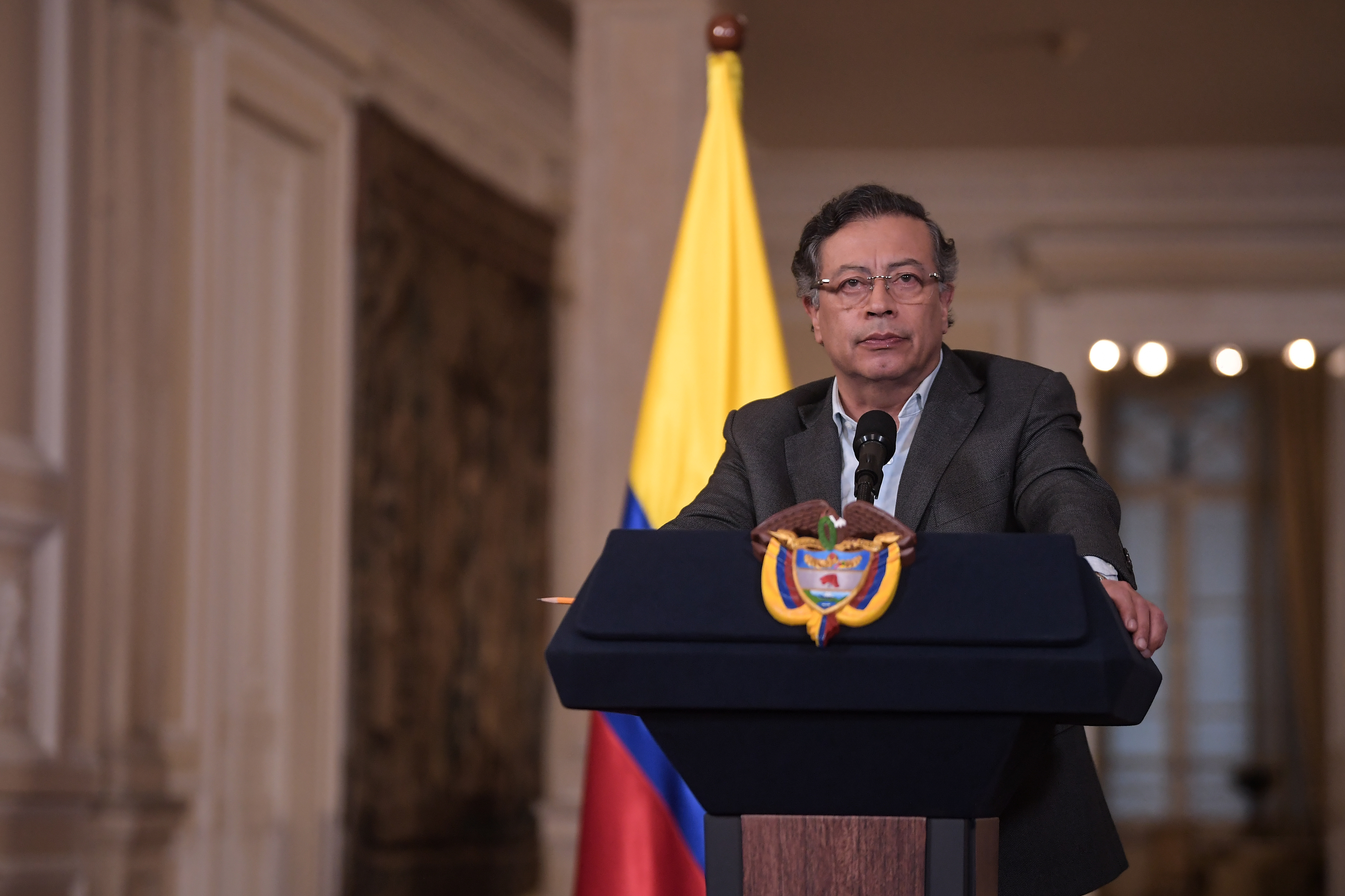 Presidente de Colombia durante rueda de prensa