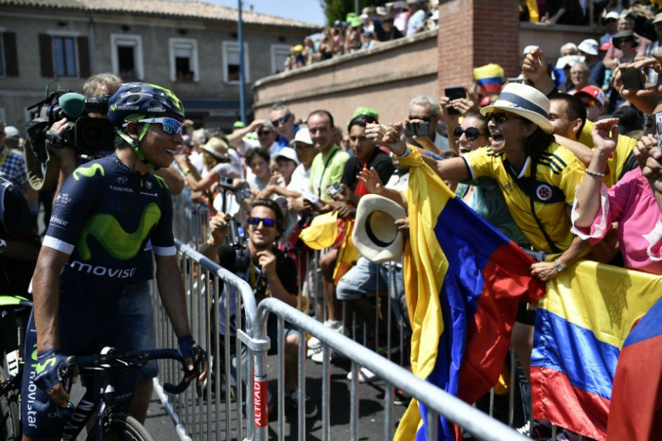 Nairo Quintana previo a la salida de la séptima etapa en el Tour de Francia. Foto: AFP