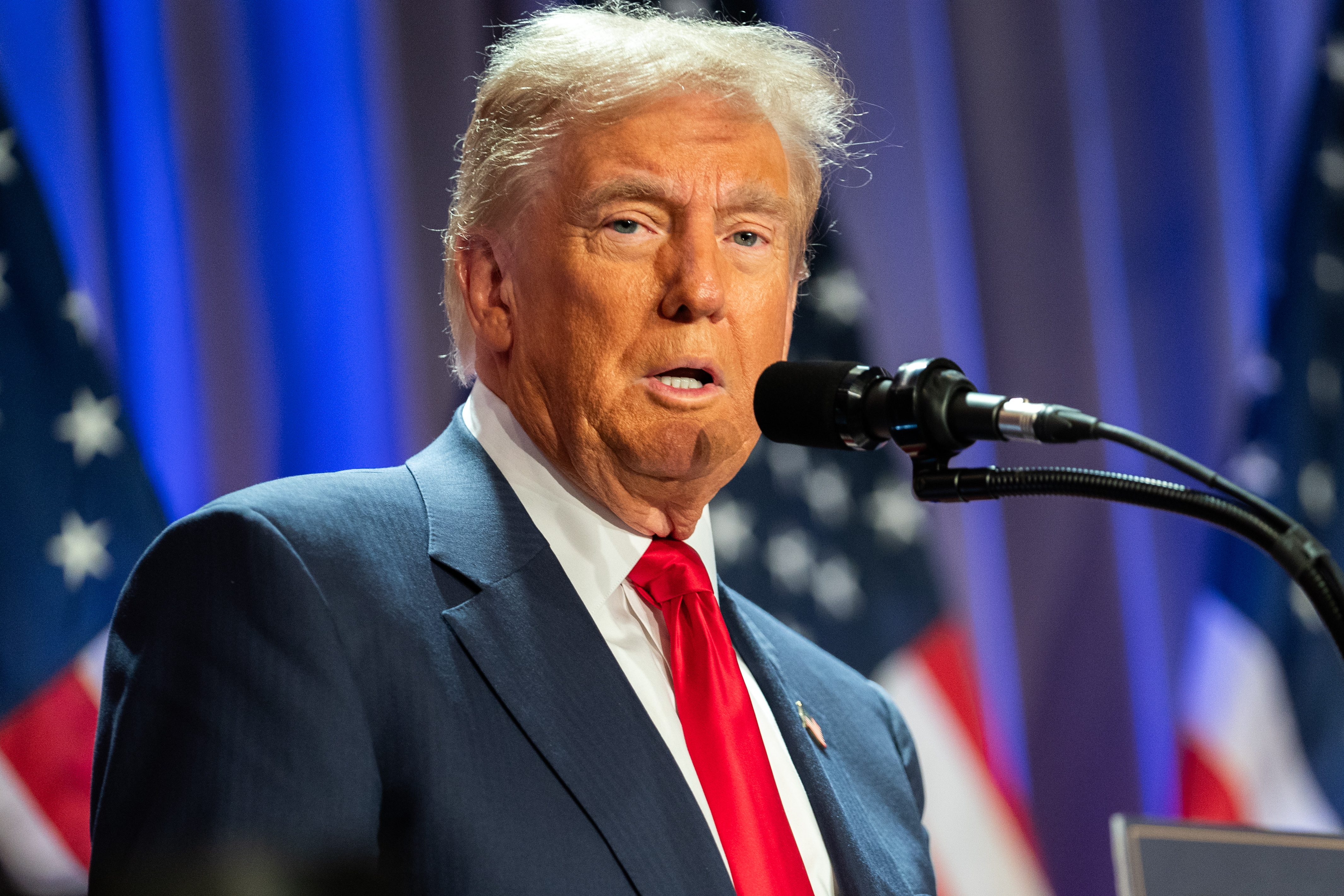 Washington (United States), 13/11/2024.- US President-elect Donald Trump speaks during a meeting with House Republicans at the Hyatt Regency hotel in Washington, DC, USA, 13 November 2024. EFE/EPA/ALLISON ROBBERT / POOL