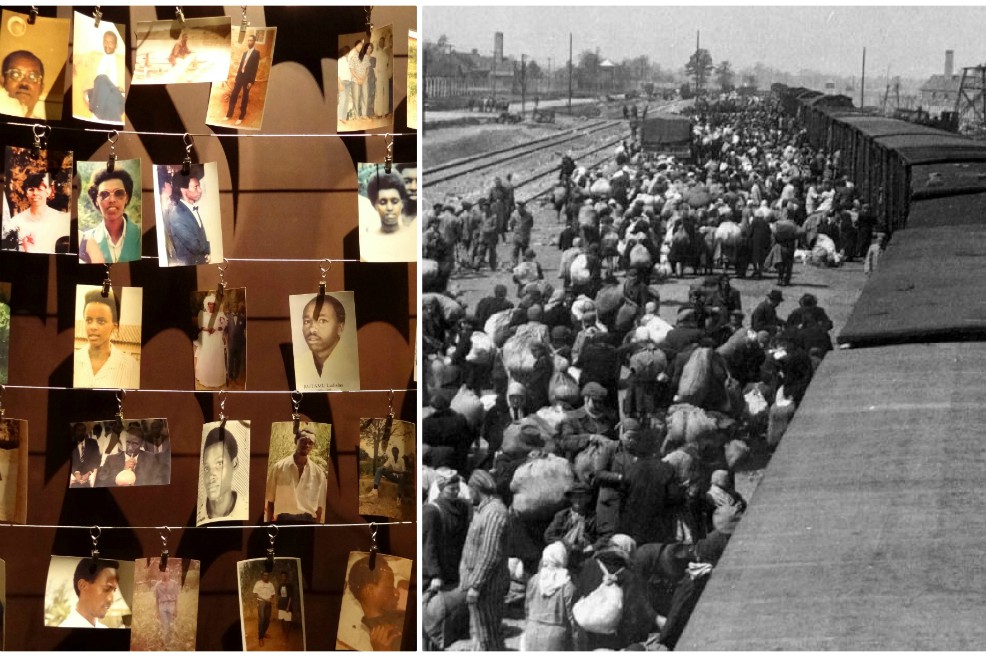 Collage de imágenes tomadas de Wikipedia sobre el Holocausto (derecha) y el genocidio en Ruanda (izquierda).  / Wikipedia