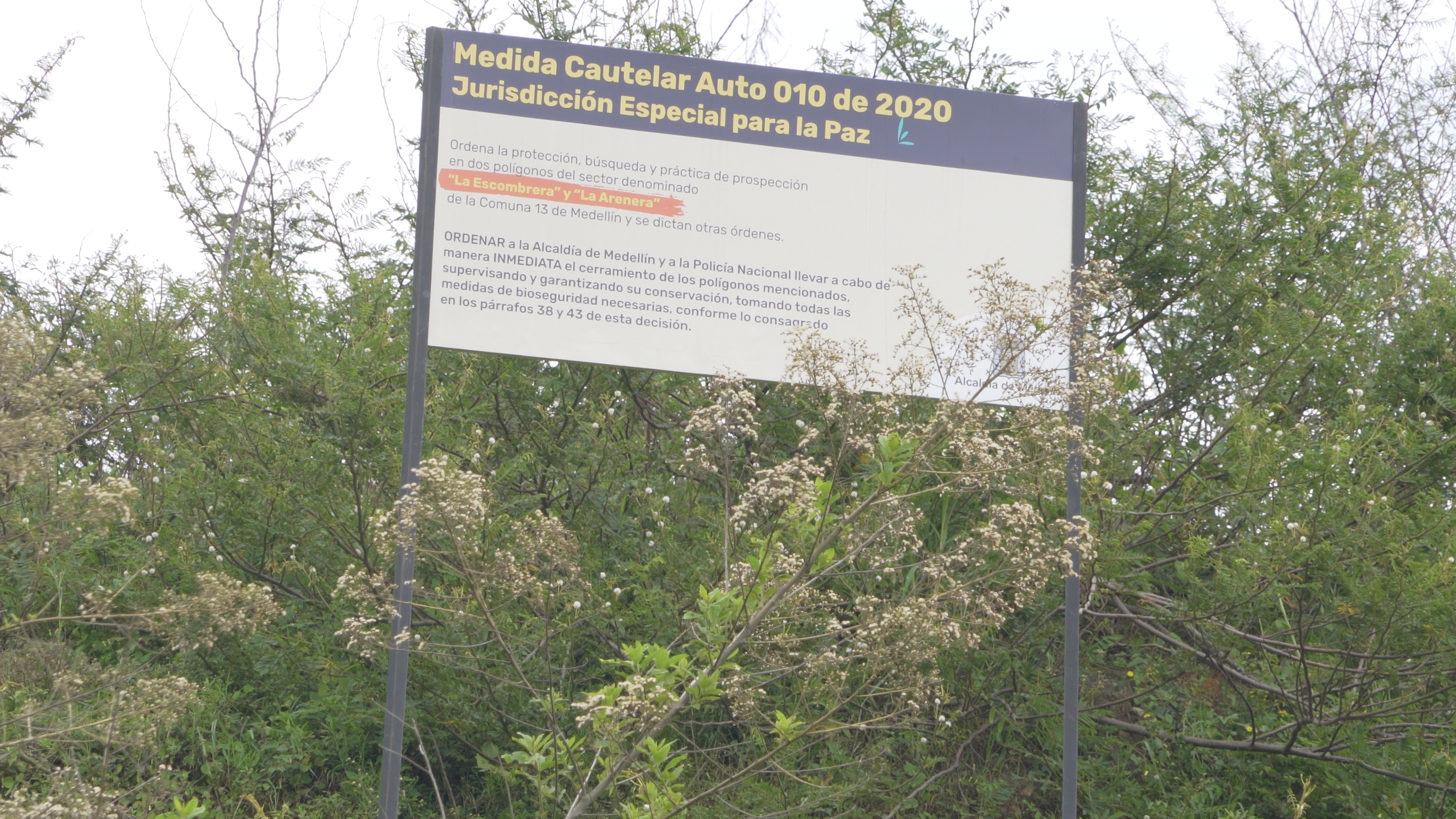Aviso de medida cautelar de la Jep en La Escombrera.