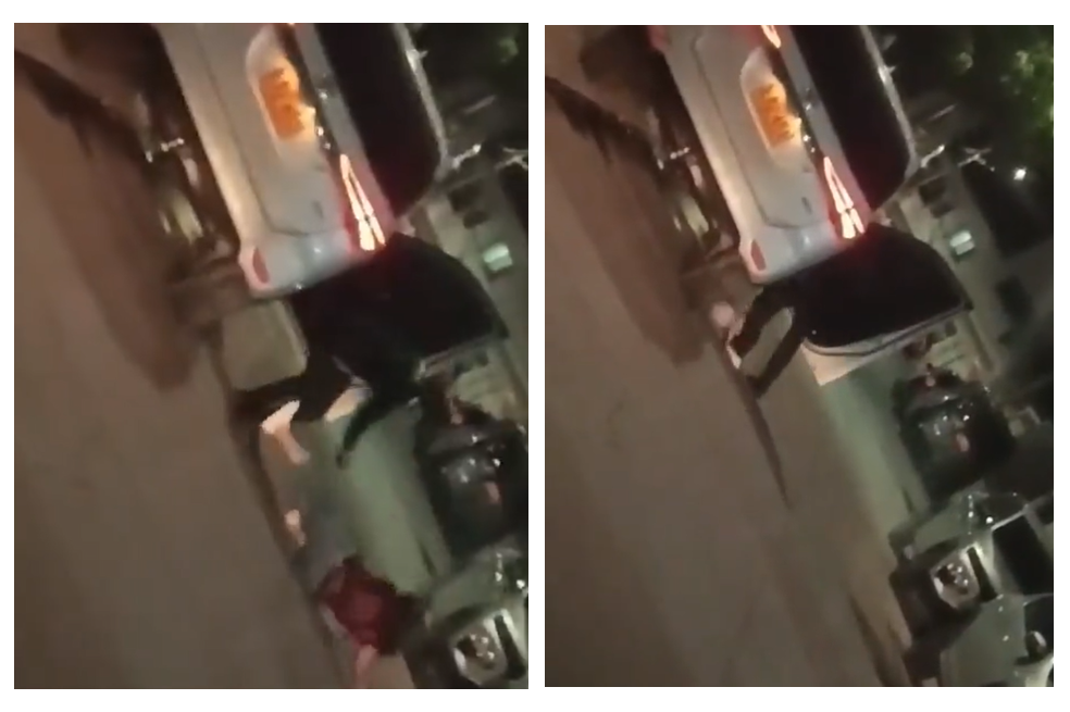Policía agredió a una mujer, al parecer su esposa, en una calle de Cartagena