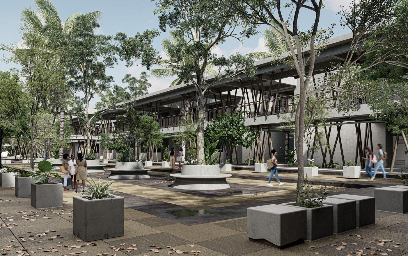 Rénder del campus de la Universidad de los Montes de María, que se construirá en El Carmen de Bolívar.