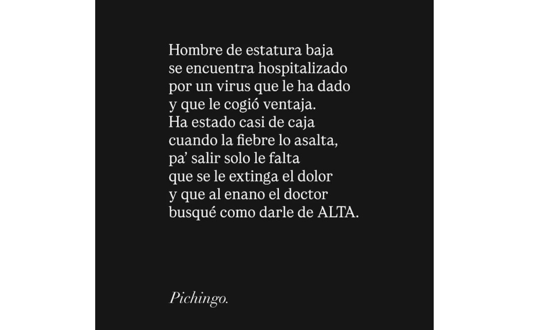 Mensaje de Pichingo en redes sociales.
