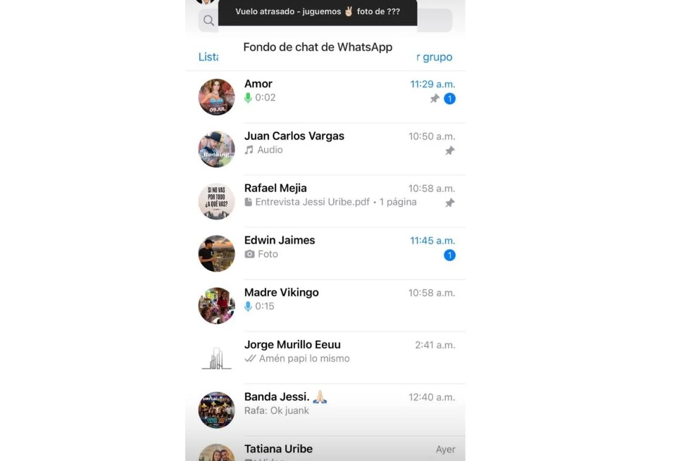 Chat de WhatsApp Jessi Uribe.